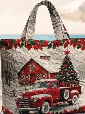 QUILTED FARM CHRISTMAS TOTE